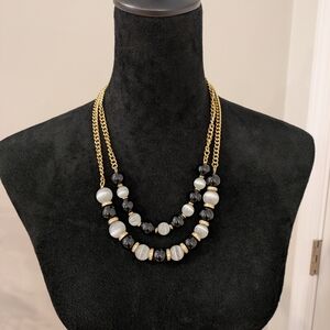 Gray Glas Bead Necklace 23"